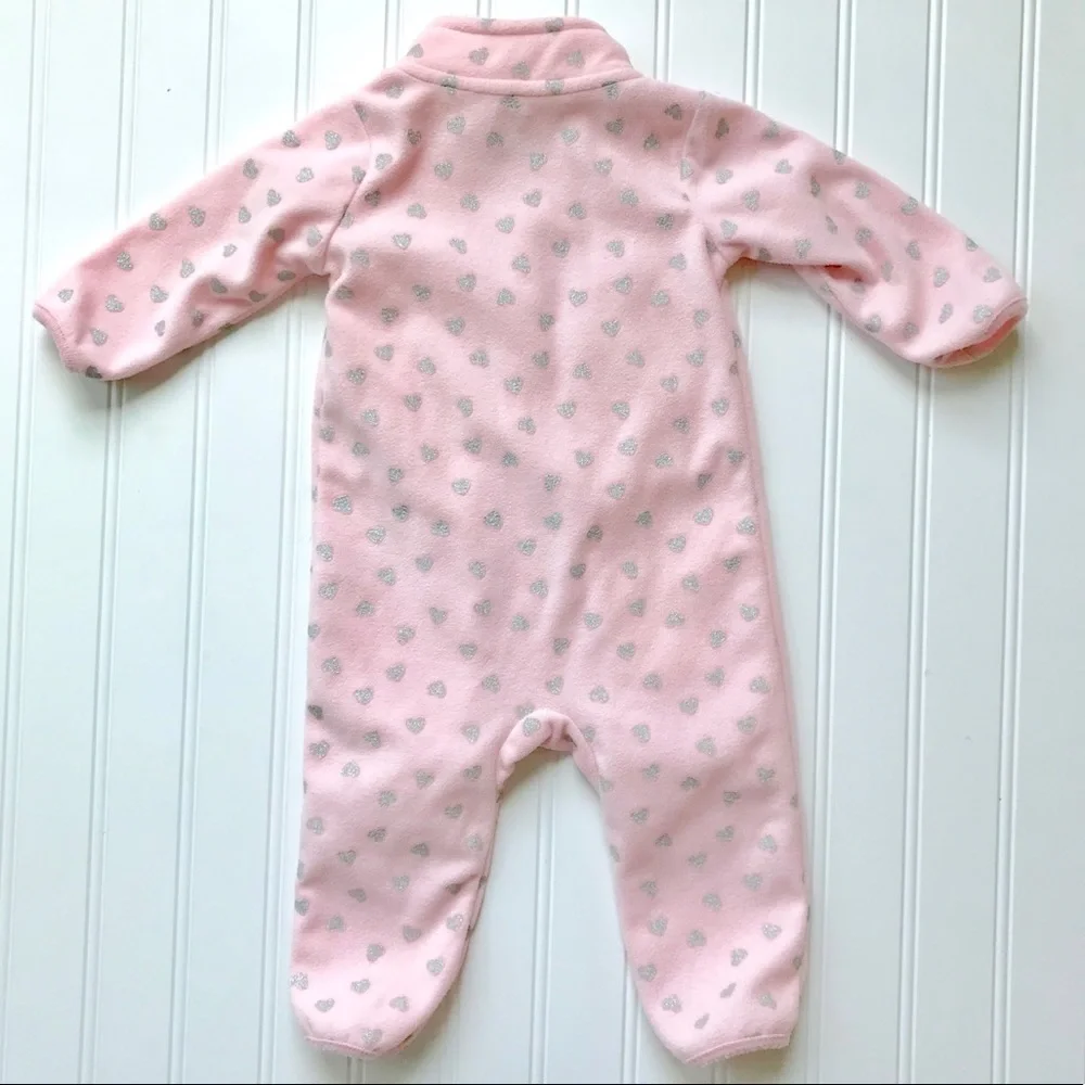 •Carter’s• pink heart fleece sleeper